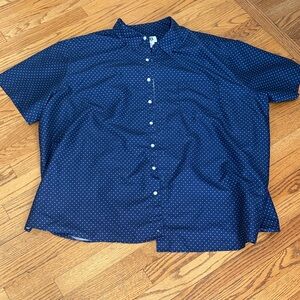 Classic Navy Blue Polka Dot Men's Shirt